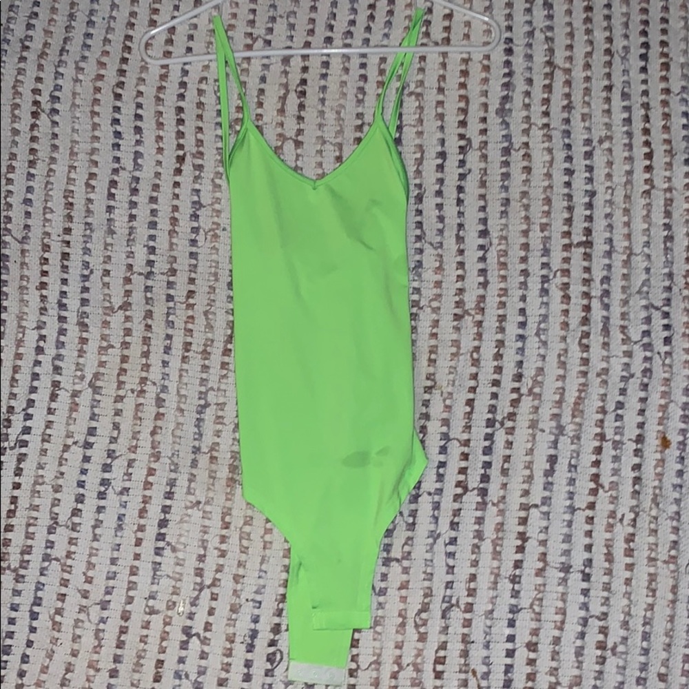Lime green body suit